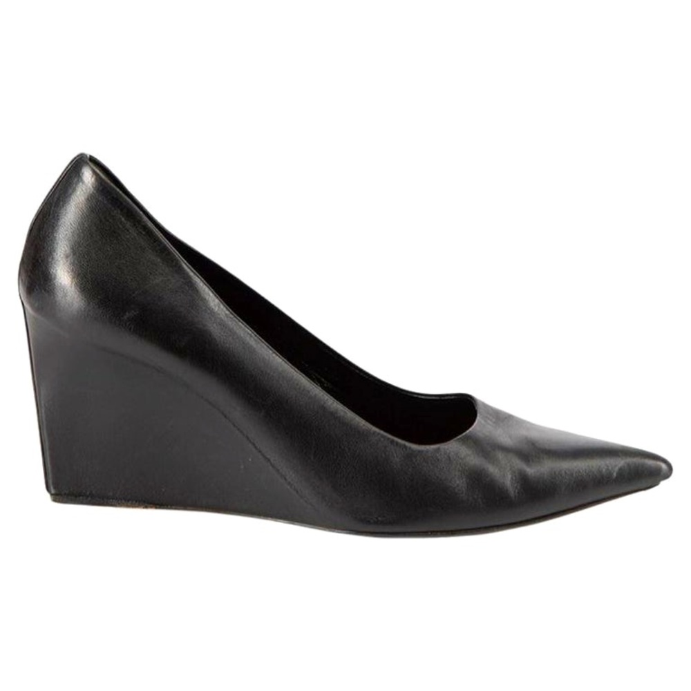 Balenciaga Black Leather Knife Wedge Pointed Toe Pumps EU Size 35